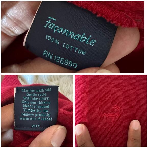 Faconnable 100% Cotton Crew Neck Sweater Red Men’s Size Large L - Picture 7 of 8